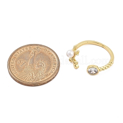 Кольца-манжеты из латуни с микропаве из кубического циркония для женщин в виде дельфина&nbsp;RJEW-K240-10G