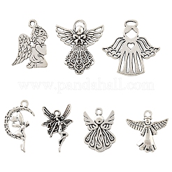 80 шт. луна из сплава в тибетском стиле с подвесками в виде фей&nbsp;TIBEP-FA0001-RS