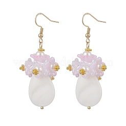 Серьги-подвески из натуральных пресноводных ракушек и акрила&nbsp;EJEW-JE06837