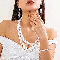 Комплект украшений из бисера имитирующего жемчуга из АБС-пластика&nbsp;SJEW-TAC00004