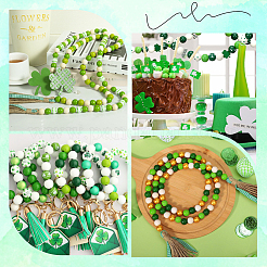 200 шт. 11 стиля наборы бусин из натурального дерева с принтом на тему Дня Святого Патрика&nbsp;WOOD-SP0001-28