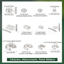 360 шт. 12 вида латунных и железных бусин-обжимок&nbsp;FIND-LP0001-04