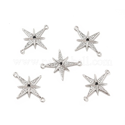 Шармы-соединители из латуни с микропаве из прозрачного и черного кубического циркония&nbsp;KK-E068-VB041