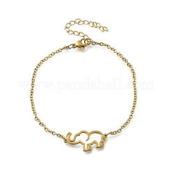 201 браслет из нержавеющей стали в форме слона&nbsp;BJEW-B128-02G