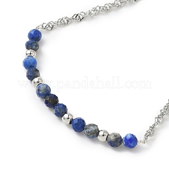 Браслеты из натуральных бусин лазурита&nbsp;BJEW-JB11835-03