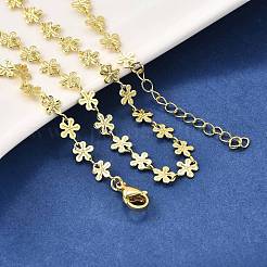 Латунь цветок звено цепи ожерелья&nbsp;NJEW-M108-25G