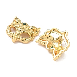 Подвески-коннекторы в виде маски лисы из латуни с микропаве из зеленого кубического циркония&nbsp;KK-H526-11G-02