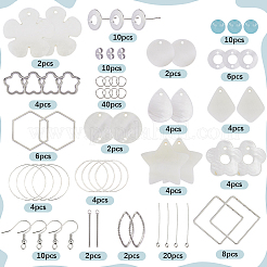 Набор для самостоятельного изготовления подвесных сережек из натуральных ракушек в виде звезд и цветов&nbsp;DIY-SC0025-13