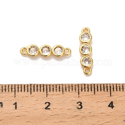 Тройные плоские круглые подвески-соединители из латуни с прозрачными кубическими цирконами и паве&nbsp;KK-H515-02B-G
