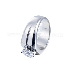 Кольца для мужчин из нержавеющей стали 304 с прозрачными кубическими циркониями&nbsp;FS-WG96A01-06