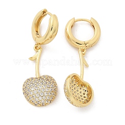 Серьги-кольца из вишневой латуни с микропаве из кубических цирконий&nbsp;EJEW-M077-04G-01