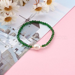 Граненые круглые браслеты со стеклянными бусинами&nbsp;BJEW-JB05986