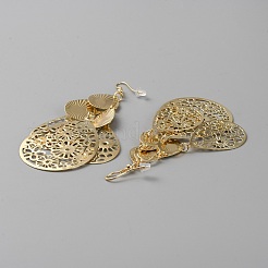 Серьги-люстры из сплава в форме капли с цветком&nbsp;EJEW-WH0010-38G