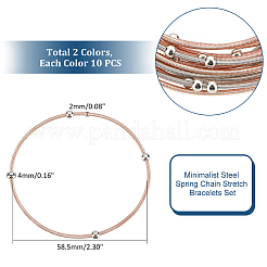 20шт 2 цвета нержавеющая сталь спутниковые цепи растягивающиеся браслеты набор для женщин&nbsp;BJEW-UN0001-35