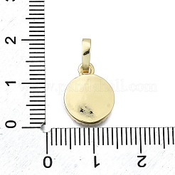 Плоские круглые подвески из латуни с микропаве из прозрачного кубического циркония&nbsp;KK-V010-25G