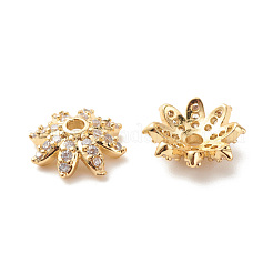 Колпачки для бусин из прозрачного кубического циркония из латуни&nbsp;KK-G420-31G