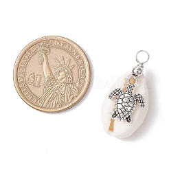 Подвески из натуральной ракушки каури и сплава с морскими животными&nbsp;PALLOY-JF03751-07