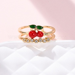 Латунные микропаве кубические цирконии регулируемые открытые манжеты кольца для женщин&nbsp;RJEW-U057-17C-G