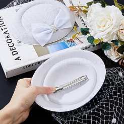 Шляпа-таблетка с бантом из шерсти и фетра с железными заколками для волос из кожи аллигатора&nbsp;LS-MRMJ-WH0077-113A