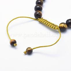 Натуральный тигровый глаз плетеный браслеты из бисера&nbsp;BJEW-F276-G02