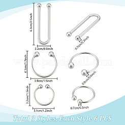 18 шт. 3 стиля U-образные литые зажимы для бикини с пряжками&nbsp;AJEW-PH0006-72