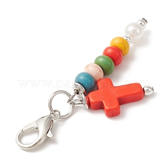 Крест и круглый кулон из синтетической бирюзы&nbsp;HJEW-JM01174