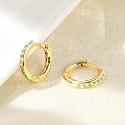 Латунные серьги-кольца из прозрачного кубического циркония&nbsp;LS-EJEW-D311-145G