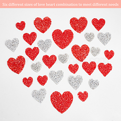 26 шт. 6 нашивки в форме сердца из термоклея со стразами&nbsp;AJEW-FG0002-25
