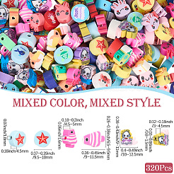 320шт 4 стиля ручной работы бусины из полимерной глины&nbsp;CLAY-SP0001-10