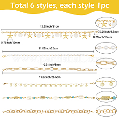 6 шт. 6 стиля в стиле океана из синтетической бирюзы&nbsp;HJEW-SC0002-35