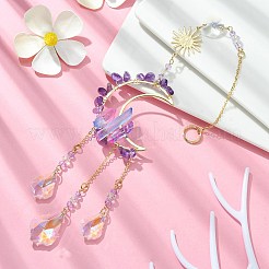 Украшение подвесок из натурального аметиста и стекла&nbsp;HJEW-JM01479-03