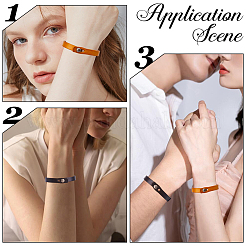 3шт. 3-х цветные кожаные браслеты с широким шнуром и литой кнопкой&nbsp;BJEW-GF0001-26