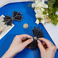 Украшение для обуви бантом из ткани со стразами&nbsp;FIND-WH0199-63B