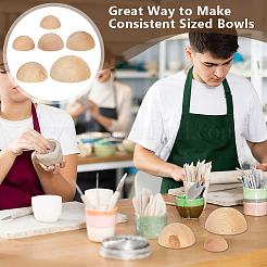 6 шт. 6-х стилистических деревянных полукруглых чехлов для инструментов моделирования&nbsp;WOOD-OC0004-35