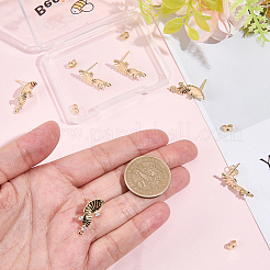 10 шт. латунная фурнитура для сережек-гвоздиков с микропаве из кубического циркония&nbsp;KK-BBC0020-35