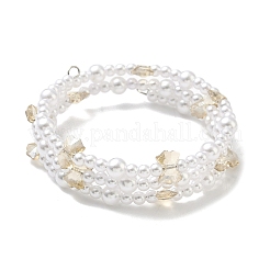 Браслеты из многорядных бусин из стекла и АБС-пластика с имитацией жемчуга&nbsp;BJEW-JB12321-02