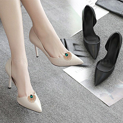 4 шт. 2 стиля пряжки для обуви из сплава павлиньих перьев со стразами&nbsp;AJEW-AR0001-83