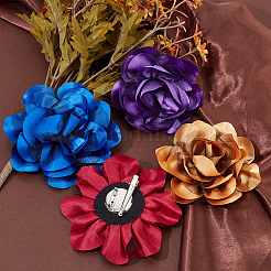 4 шт. 4-х цветная 3D-цветочная утюжок с атласной булавкой&nbsp;JEWB-PH0001-46