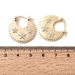 Серьги-кольца из латуни с прозрачным фианитом и прозрачным фианитом&nbsp;EJEW-Z157-01G