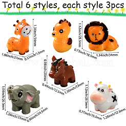 18 шт. 6 стиля смоляные 3D украшения в виде животных&nbsp;AJEW-SP0002-15