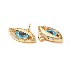 Подвески в виде глаз из латуни с микропаве из прозрачного кубического циркония&nbsp;KK-G435-34G