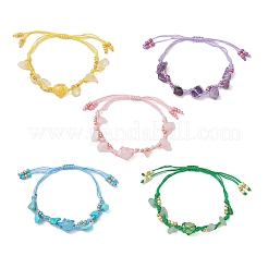 Плетеные браслеты из натуральных и синтетических драгоценных камней&nbsp;BJEW-MZ00236