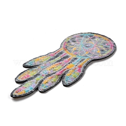 Тканая сетка/паутина с аппликациями из перьев&nbsp;DIY-D080-16