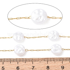 Цепи из нержавеющей стали 304 и АБС-пластика с плоскими круглыми бусинами&nbsp;CHS-G048-03G