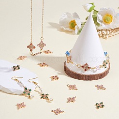 Медное покрытие золото + циркон квадратный четырехлепестковый цветок разъем аксессуары «сделай сам»&nbsp;JX598A