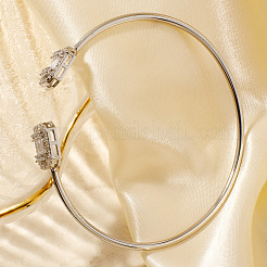 Модные геометрические восьмиугольные прямоугольные латунные браслеты-манжеты из кубического циркония&nbsp;QR7673