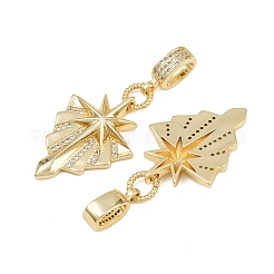 Подвески в форме звезд из латунных кристаллов с микропаве из прозрачных кубических цирконий&nbsp;KK-C132-29G