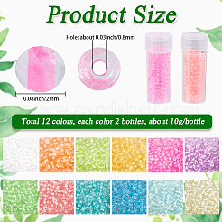 120 г 12-цветные светящиеся в темноте люминесцентные прозрачные стеклянные круглые бусины&nbsp;SEED-SC0001-57