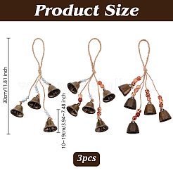 3 шт. подвеска-колокольчик из фарфора и железа&nbsp;HJEW-OC00090
