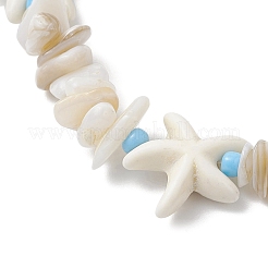 Браслеты из натуральных ракушек и синтетической бирюзы с бусинами в виде морских звезд для женщин&nbsp;BJEW-JB12581-01